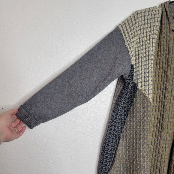 MaxSport Open Front Knit Color Block Long Sweater Cardigan Size XL with Pockets - Picture 6 of 9